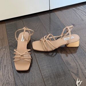 Steve Madden Beige Strappy Block Heel Sandals